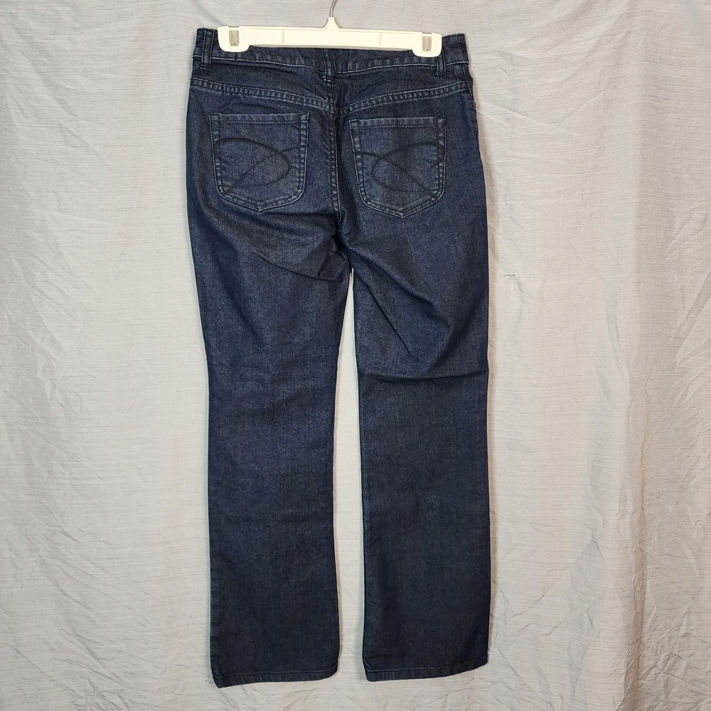 CHICO'S Size 00 (US 4/6) Platinum Denim Dark Wash Boot Leg Blue Jeans Modern Mom - Picture 8 of 10